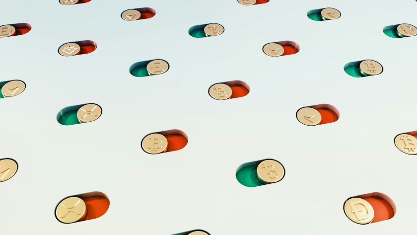 a group of pills floating in the air