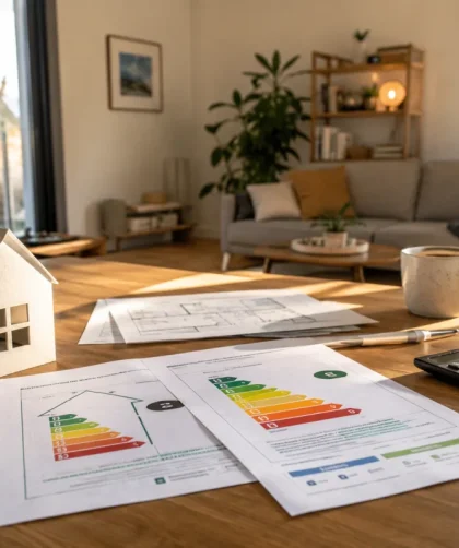 Technicien inspectant une maison individuelle pour évaluer ses performances thermiques et énergétiques