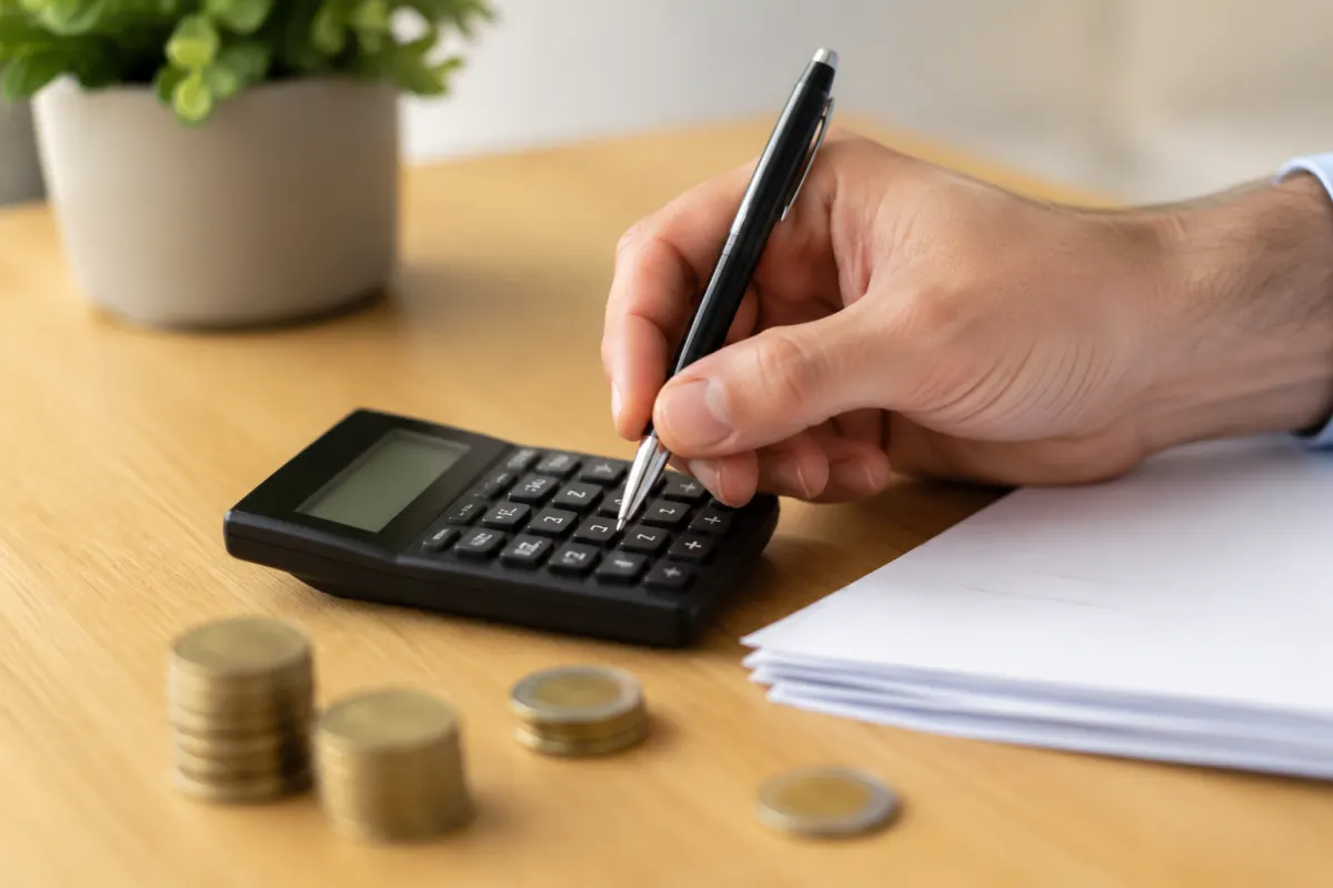 Gros plan sur les lignes de frais de gestion et de fiscalité d'un contrat financier