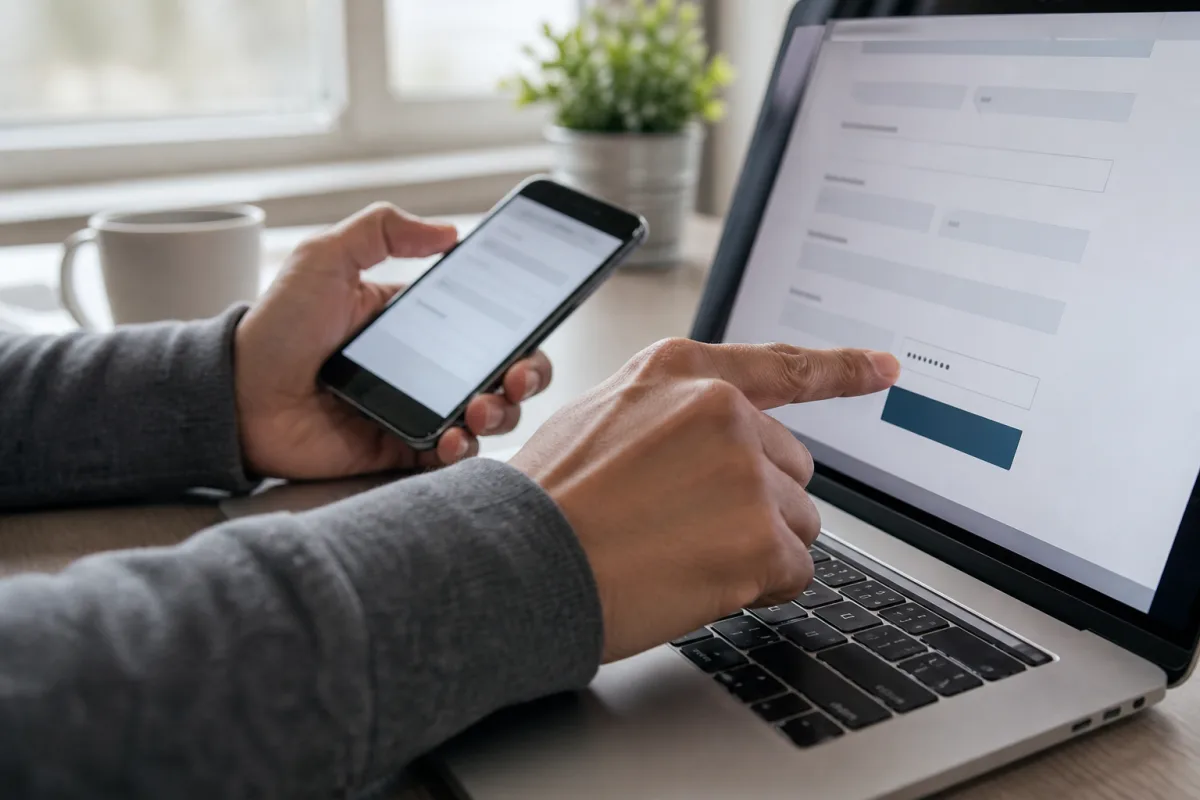 Gros plan sur un écran affichant le formulaire de souscription en ligne d'une assurance vie