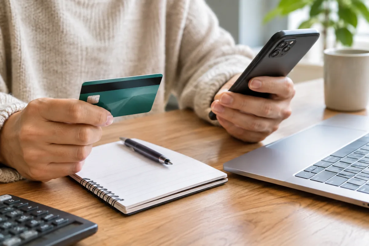 Écran de téléphone affichant le solde négatif d'un compte bancaire et l'alerte de dépassement