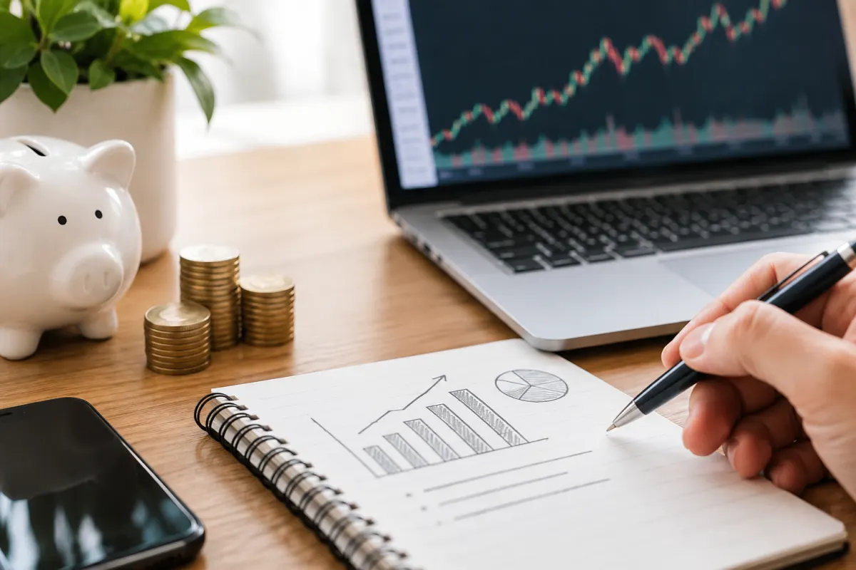 Gros plan sur un écran affichant un tableau d'arbitrage de portefeuille et de frais de gestion